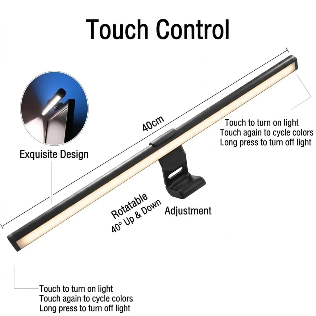 Touch Control LED Monitor Light Bar (Anti-Glare Screen Hanging Desk Lamp) — thumbnail 4