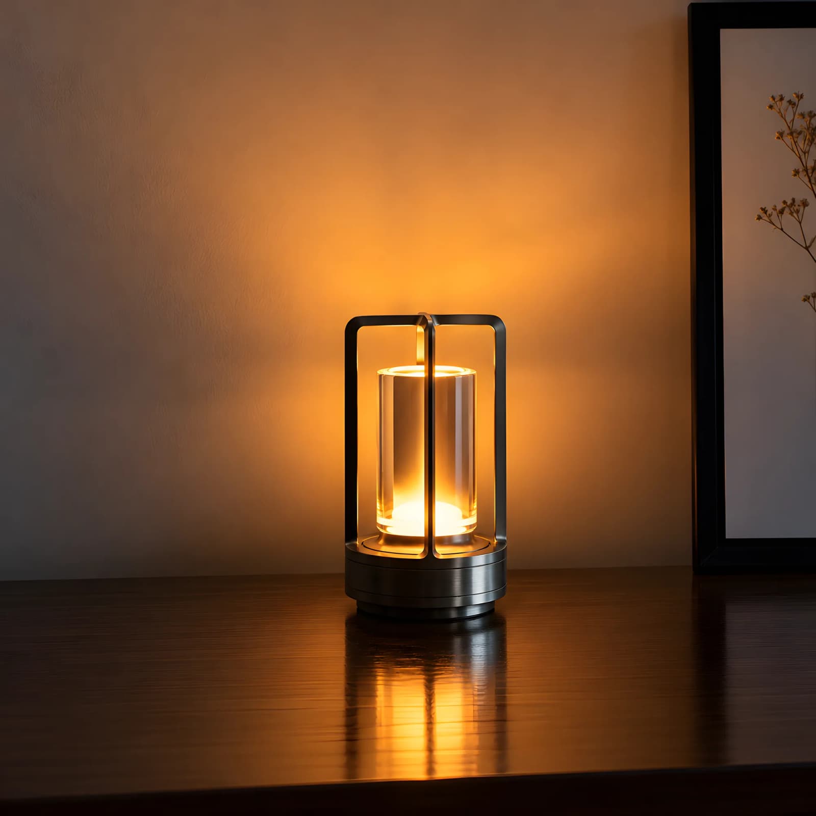 Modern Glass Cylinder LED Table Lamp