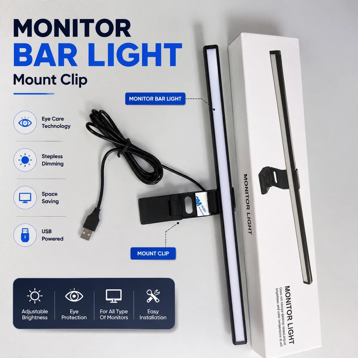 Touch Control LED Monitor Light Bar (Anti-Glare Screen Hanging Desk Lamp) — thumbnail 2