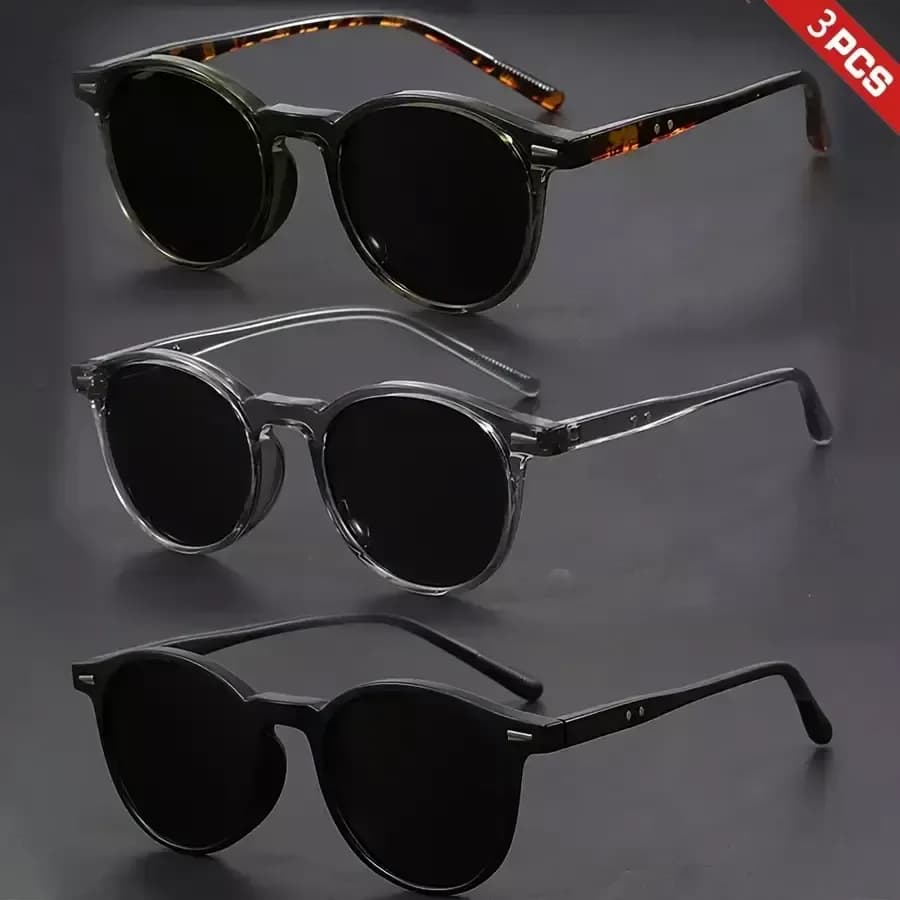 Vintage Round Frame Sunglasses – Retro UV Protection Eyewear — Image 5 of 6