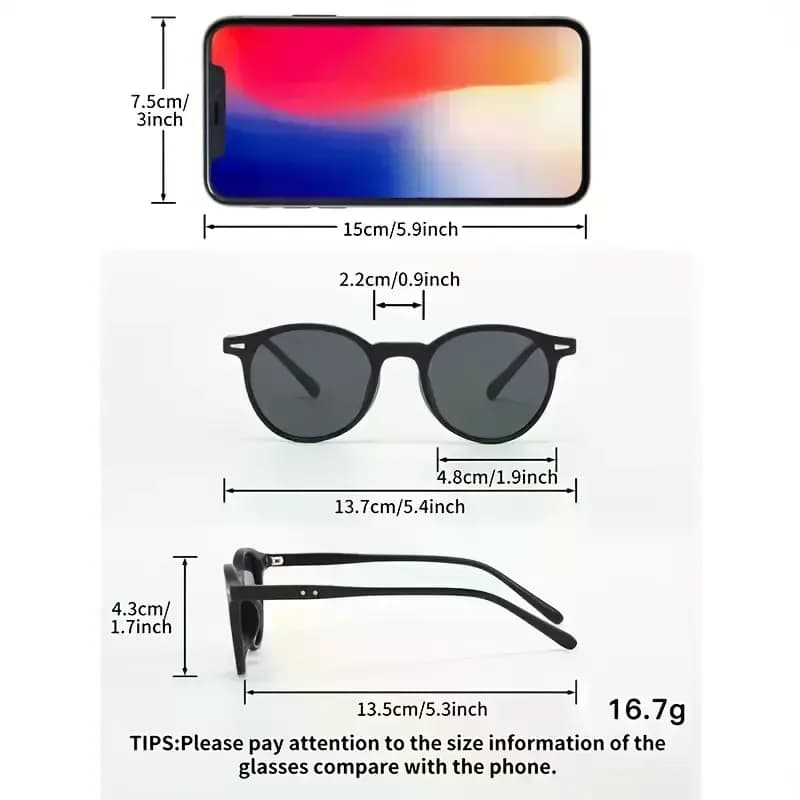 Vintage Round Frame Sunglasses – Retro UV Protection Eyewear — Image 6 of 6