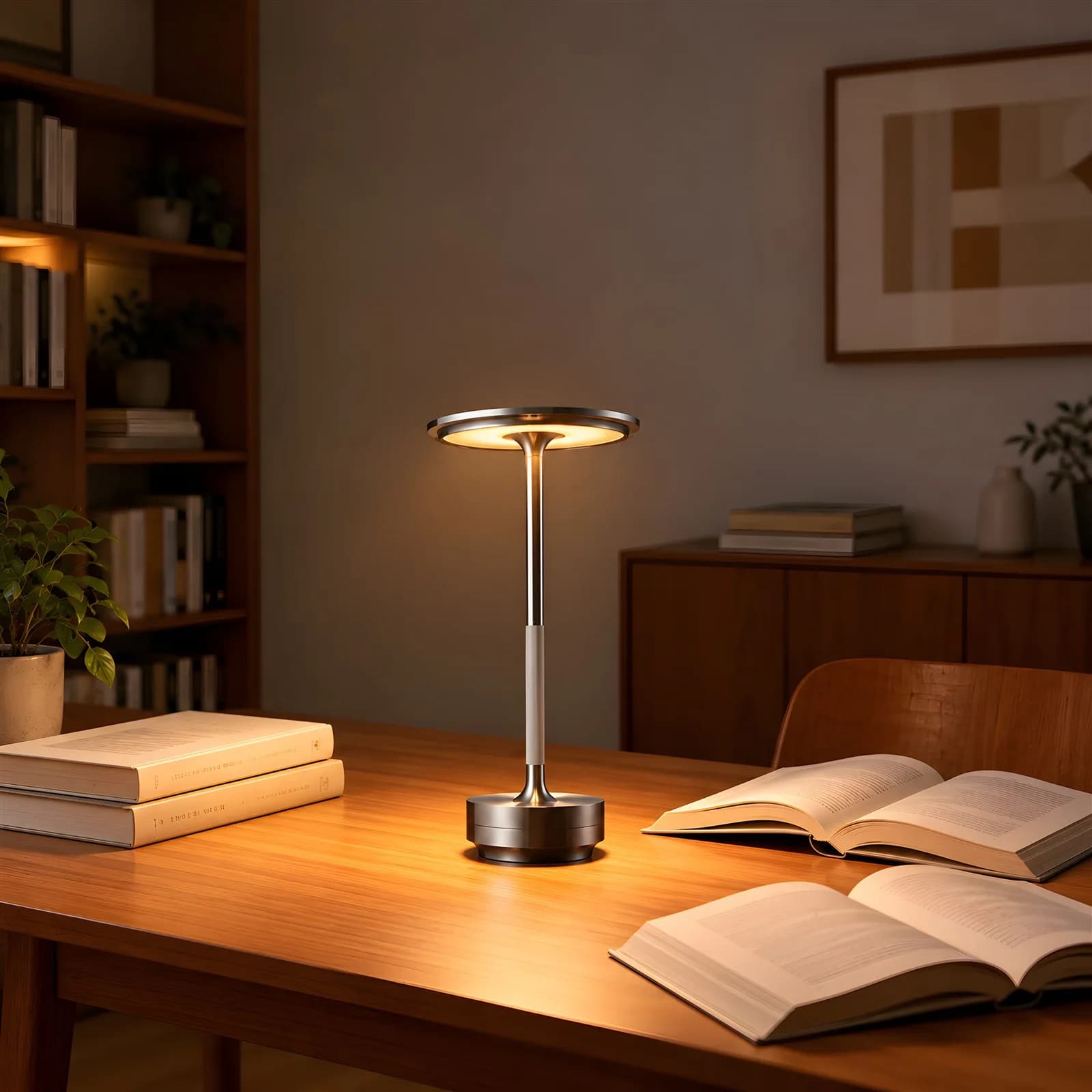 Luxury Disc Cordless LED Table Lamp (Rechargeable Touch Metal Lamp) — Image 4 of 6